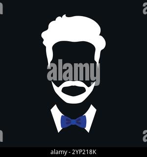 Silhouette d'homme abstrait en noeud papillon. Coiffure masculine et barbe avec noeud papillon bleu. Gentleman. Illustration vectorielle Illustration de Vecteur