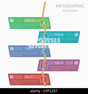 Eléments de conception infographique en cinq étapes. Modèle de conception infographique étape par étape. Illustration vectorielle Illustration de Vecteur