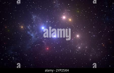 Fond d'espace avec des étoiles colorées Banque D'Images