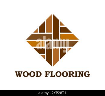 Icône de tuile de plancher en bois de parquet en bois pour la société de service de plancher, signe vectoriel. Parquet et service de revêtement de sol à la maison ou pavage de parquet et décoration intérieure emblème d'entreprise de carreaux de parquet Illustration de Vecteur