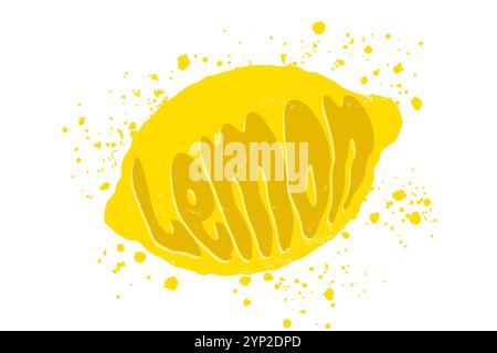 Illustration vectorielle de citron avec du texte dans un style groovy. Citron juteux vecteur dans le style grunge. Illustration de Vecteur