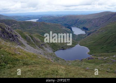 Small Water Lake et Haweswater Lake depuis le Wainwright 'Mardale Ill Bell' dans le parc national de Lake District, Cumbria, Angleterre, Royaume-Uni Banque D'Images