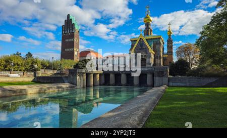 Matthildenhoehe, site du patrimoine mondial de l'UNESCO, Darmstadt, Hesse, Allemagne, Europe Banque D'Images