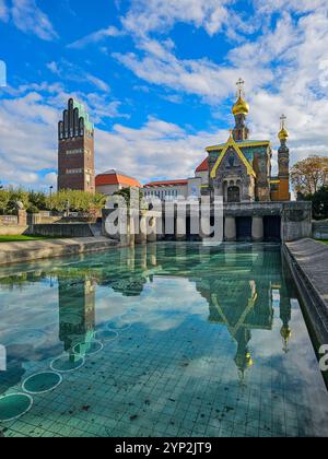 Matthildenhoehe, site du patrimoine mondial de l'UNESCO, Darmstadt, Hesse, Allemagne, Europe Banque D'Images