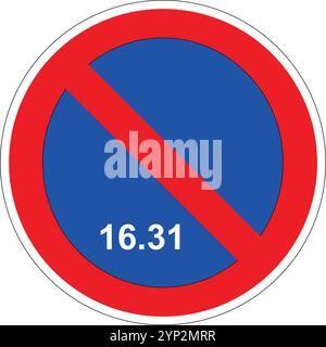 Panneau routier français : pas de stationnement côté panneau du 16 au 31 du mois Illustration de Vecteur
