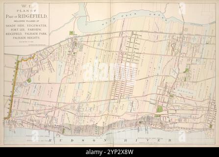 Plan d'une partie de Ridgefield, incluant les villages de Shady Side, Edgewater, Fort Lee, Fairview, Ridgefield, parc de Palisade, hauteurs de Palisade. 1891 par Beers, F. W. (Frederick W.) Banque D'Images