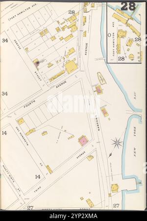 Brooklyn Vol. A plate No. 28 [Map Bounded by 99th équipé, New York Bay, Fort Hamilton Ave.] 1884 - 1936 Banque D'Images