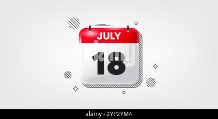 icône 18e jour du mois. Date du calendrier de l'événement. Icône de date de calendrier du 3 juillet. Vecteur Illustration de Vecteur