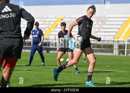 Antalya, Turquie. 28 novembre 2024. Feli Delacauw photographiée lors de la séance d'entraînement MD-1 de la Journée, 1 jour avant un match entre les équipes nationales d'Ukraine et de Belgique, a appelé les Red Flames lors du deuxième play-off des qualifications européennes féminines de l'UEFA 2023-24, le jeudi 28 novembre 2024 à Antalya, Turquie . Crédit : Sportpix/Alamy Live News Banque D'Images