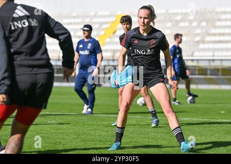 Antalya, Turquie. 28 novembre 2024. Feli Delacauw photographiée lors de la séance d'entraînement MD-1 de la Journée, 1 jour avant un match entre les équipes nationales d'Ukraine et de Belgique, a appelé les Red Flames lors du deuxième play-off des qualifications européennes féminines de l'UEFA 2023-24, le jeudi 28 novembre 2024 à Antalya, Turquie . Crédit : Sportpix/Alamy Live News Banque D'Images