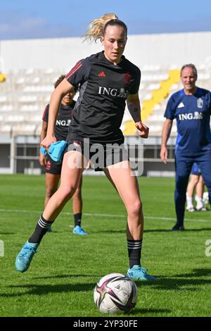 Antalya, Turquie. 28 novembre 2024. Feli Delacauw photographiée lors de la séance d'entraînement MD-1 de la Journée, 1 jour avant un match entre les équipes nationales d'Ukraine et de Belgique, a appelé les Red Flames lors du deuxième play-off des qualifications européennes féminines de l'UEFA 2023-24, le jeudi 28 novembre 2024 à Antalya, Turquie . Crédit : Sportpix/Alamy Live News Banque D'Images