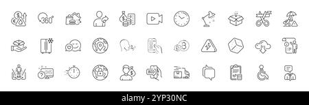 Icônes de caméra vidéo, Messenger et de ligne de désactivation. Pour l'application Web, impression. Icônes de ligne. Vecteur Illustration de Vecteur
