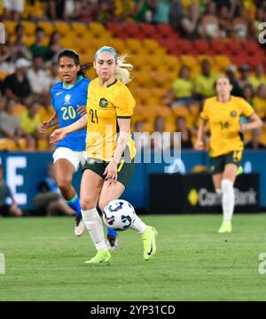 Brisbane, Australie. 28 novembre 2024, Ellie Carpenter lors du match amical international, Australie - Brésil. Crédit : Kleber Osorio/Alamy Live News Banque D'Images