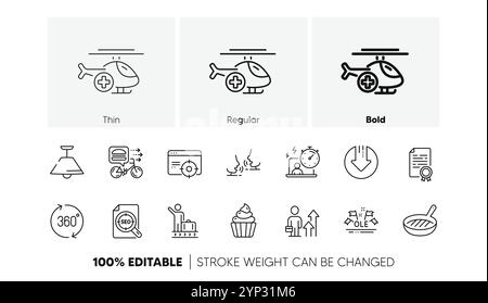 Résultats commerciaux, fichier Seo et icônes de ligne de plafonnier. Pour l'application Web, impression. Icônes de ligne. Vecteur Illustration de Vecteur
