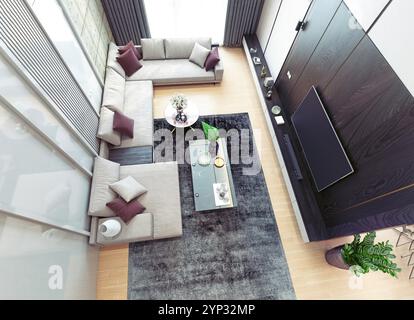 Luxe moderne design d'intérieur. Concept de rendu 3D Banque D'Images