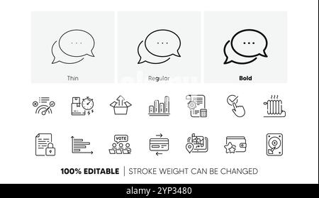 Icônes HDD, vote en ligne et verrouiller la ligne. Pour l'application Web, impression. Icônes de ligne. Vecteur Illustration de Vecteur