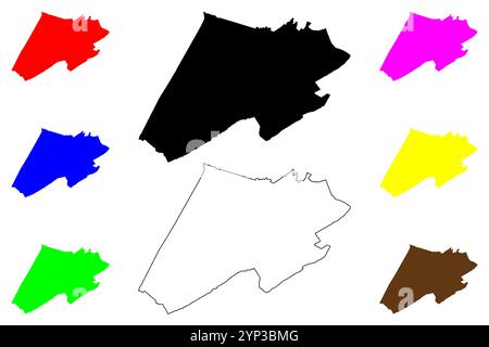 Comté de Monroe, État de Virginie occidentale (comté des États-Unis, États-Unis d'Amérique, États-Unis, États-Unis) carte illustration vectorielle, scribble esquisse carte Monroe Illustration de Vecteur
