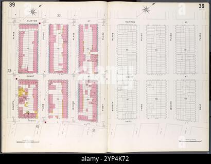 Brooklyn plate No. 39 [Map Bounded by 4th place, Clinton réunifiée, 1st place, Smith nécessaire] 1884 - 1936 Banque D'Images