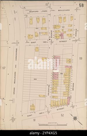 Bronx, V. 14, plate No. 58 [Map Bounded by Bedford Park Blvd., Briggs Ave., E. 198th complet, Grand Blvd.] 1914 Banque D'Images