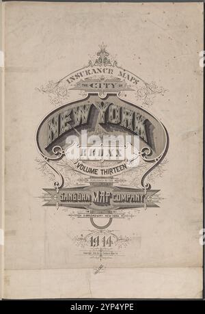 Cartes d'assurance de la ville de New York. Arrondissement du Bronx. Volume treize. Publié par Sanborn Map Co., 11 Broadway, New York, 1914. 1914 Banque D'Images