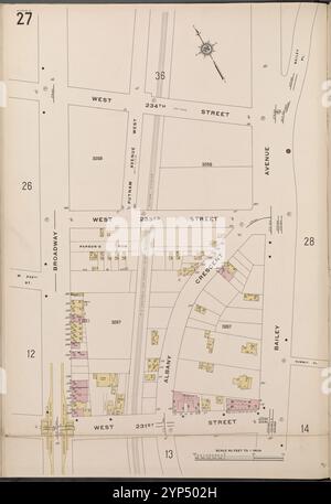 Bronx, V. 13, plate No. 27 [Map Bounded by W. 234th équipé, Bailey Ave., W. 231st équipé, Broadway.] 1914 Banque D'Images