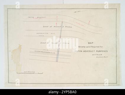 Carte montrant le terrain requis pour les fins de l'aqueduc de Croton 1850 par Church, B. S. Banque D'Images