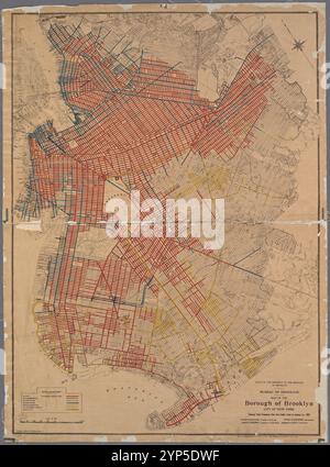 Carte de l'arrondissement de Brooklyn, ville de New York, montrant les trottoirs des rues autres que les pavés. 1920 Banque D'Images