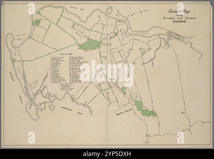 Guide Plan des parcs Brooklyn et Queens. 39 références. 1910 Banque D'Images