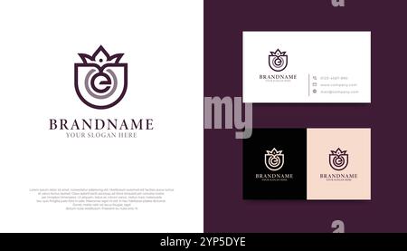 Lettre e logo monogramme Design avec couronne Illustration de Vecteur