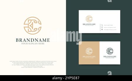 Un logo monogramme d'inspiration vintage avec la lettre « E » entourée de motifs ornés, reflétant l'élégance intemporelle, la sophistication et le style. Illustration de Vecteur