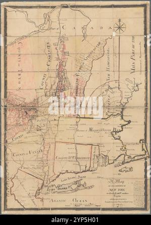 Carte de la province de New York divisée en comtés ainsi que les provinces adjacentes compilées à partir des dernières cartes et relevés réels...A.D. : 1774 1899 par Cockburn, William Banque D'Images