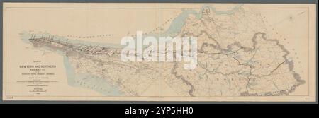 Carte du New York and Northern Railway Co et du Yonkers Rapid transit Branch to Getty Square, Yonkers : montrant leur connexion avec le Manhattan Elevated Railway de New York City à la 155e rue et New York and New England R.R. à Brewsters 1883 - 1883 Banque D'Images