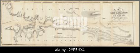 Carte de Byram River de son embouchure à 'Lyons' ou Byram point à la tête de l'eau de marée à l'ancien Wading place : montrant les lignes de frontière proposées par les New York & Connecticut Boundary Commissioners 1856 : pour accompagner le rapport des New York Commissioners à la législature 1857 par New York (State), Commissioners on the New York and Connecticut Boundary Banque D'Images