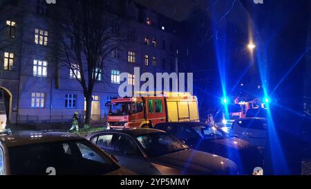 Feuerwehreinsatz, Wohnhaus, Görlitz Biesnitzer Straße, Höhe Nr 70/71, zwischen Büchtemannstraße und Jauernicker Straße, Görlitz, 28.11.2024 *** pompiers, immeuble résidentiel, Görlitz Biesnitzer Straße, niveau no. 70 71, entre Büchtemannstraße et Jauernicker Straße, Görlitz, 28 11 2024 Copyright : xMatthiasxWehnertx Banque D'Images