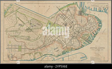 Plan de Boston proprement dit, montrant les changements dans les lignes de rues et de quai, 1795 à 1895 1895 Banque D'Images