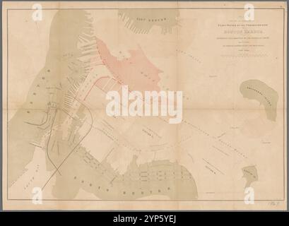 Plan pour l'occupation des appartements appartenant au Commonwealth dans le port de Boston 1868 Banque D'Images