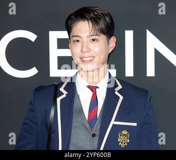 Séoul, Corée du Sud. 28 novembre 2024. L'acteur sud-coréen Park Bo-GUM, assiste à un photocall pour l'événement phare de Céline Cheongdam à Séoul, en Corée du Sud, le 28 novembre 2024. (Photo de Lee Young-ho/Sipa USA) crédit : Sipa USA/Alamy Live News Banque D'Images