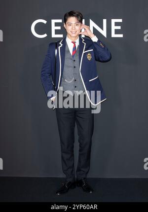 Séoul, Corée du Sud. 28 novembre 2024. L'acteur sud-coréen Park Bo-GUM, assiste à un photocall pour l'événement phare de Céline Cheongdam à Séoul, en Corée du Sud, le 28 novembre 2024. (Photo de Lee Young-ho/Sipa USA) crédit : Sipa USA/Alamy Live News Banque D'Images