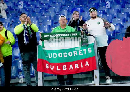 Rome, Italie. 28 novembre 2024. Les supporters de Ludogorets lors du match de l'UEFA Europa League 2024/25 phase MD5 opposant le SS Lazio et Ludogorets Razgrad au Stadio Olimpico le 28 novembre 2024 à Rome, Italie. Crédit : Giuseppe Maffia/Alamy Live News Banque D'Images