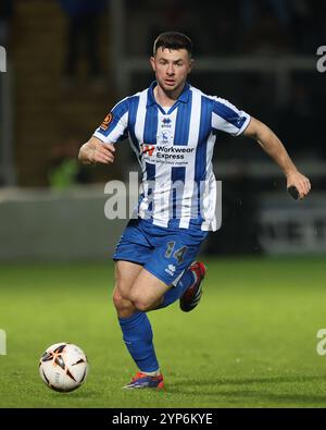 Nathan Sheron de Hartlepool United en action lors du match de Vanarama National League entre Hartlepool United et AFC Fylde au Victoria Park, Hartlepool, mardi 26 novembre 2024. (Photo : Mark Fletcher | mi News) crédit : MI News & Sport /Alamy Live News Banque D'Images