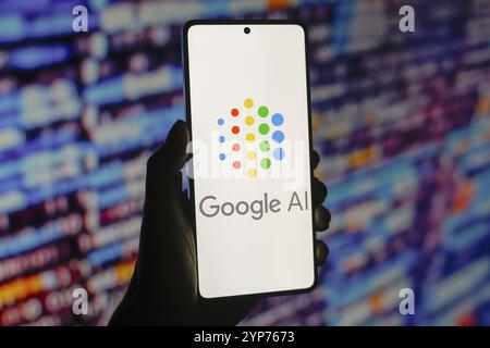 Dans cette illustration photo, le logo Google ai est affiché sur l'écran d'un smartphone Banque D'Images