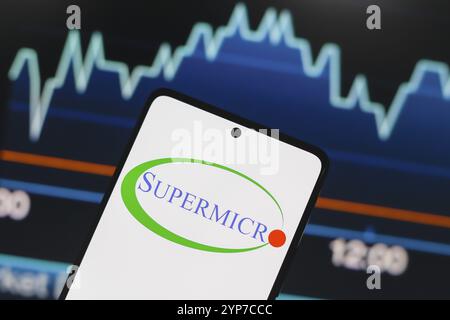 Dans cette illustration photo, le logo Supermicro est affiché sur l'écran d'un smartphone Banque D'Images