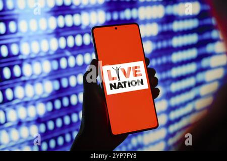 Dans cette illustration photo, le logo Live Nation Entertainment est affiché sur l'écran d'un smartphone Banque D'Images