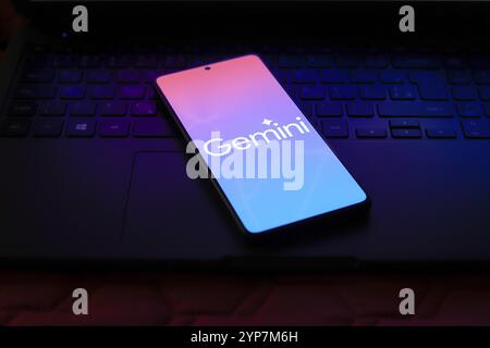 Dans cette illustration photo, le logo Gemini est affiché sur l'écran d'un smartphone Banque D'Images