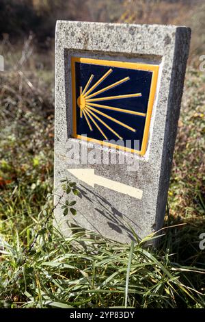 Panneau Camino de santiago indiquant le chemin de compostelle Banque D'Images