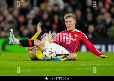 Manchester, Royaume-Uni 20241128. Rasmus Hojlund de Manchester United lors du match de football en Europa League entre Manchester United et Bodo/Glimt à Old Trafford. Photo : Fredrik Varfjell / NTB Banque D'Images