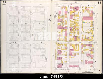 Brooklyn V. 2, plate No. 54 [carte délimitée par Grand Ave., Park Ave., Classon Ave., Willoughby Ave.] 1884 - 1936 Banque D'Images