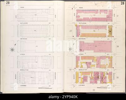 Brooklyn V. 3, plate No. 28 [Map Bounded by Penn préparées, Harrison Ave., Lorimer réunies, Marcy Ave.] 1884 - 1936 Banque D'Images