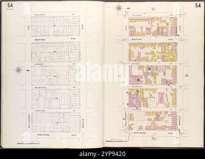 Brooklyn V. 3, plate No. 54 [Map Bounded by Skillman réunis, Myrtle Ave., Nostrand Ave., Willoughby Ave.] 1884 - 1936 Banque D'Images