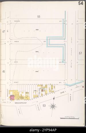 Brooklyn V. 4, plate No. 54 [Map Bounded by Huron préparant, Whale Creek canal, Greenpoint Ave., Provost préparé] 1884 - 1936 Banque D'Images